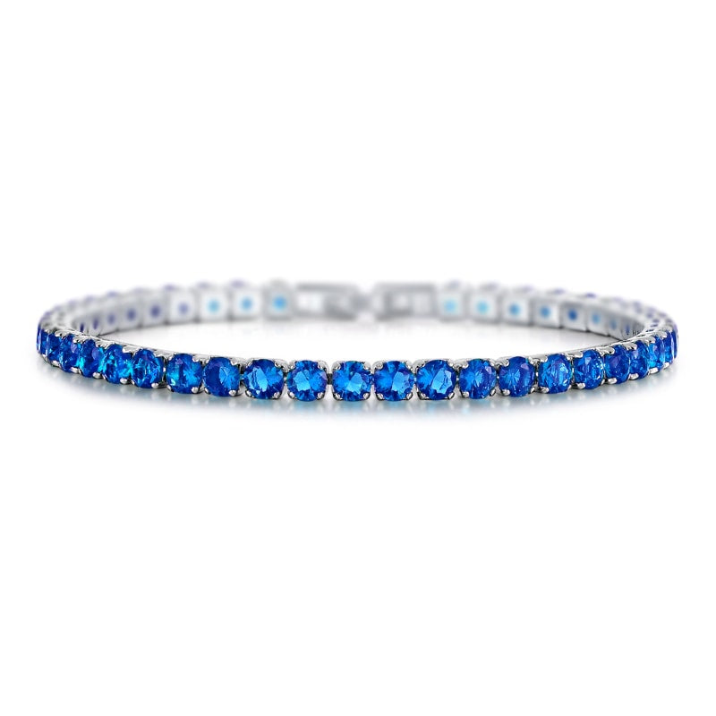 Laurent Sapphire Tennis Bracelet in 18k White Gold