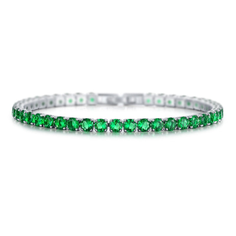 Laurent Emerald Tennis Bracelet in 18k White Gold