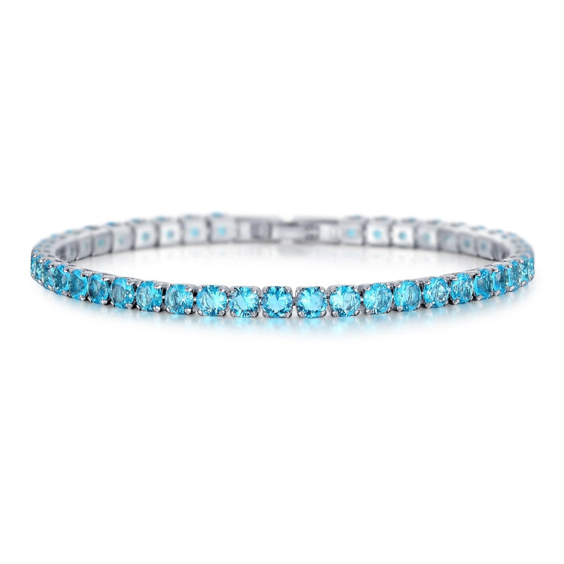 Laurent Aquamarine Tennis Bracelet in 18k White Gold