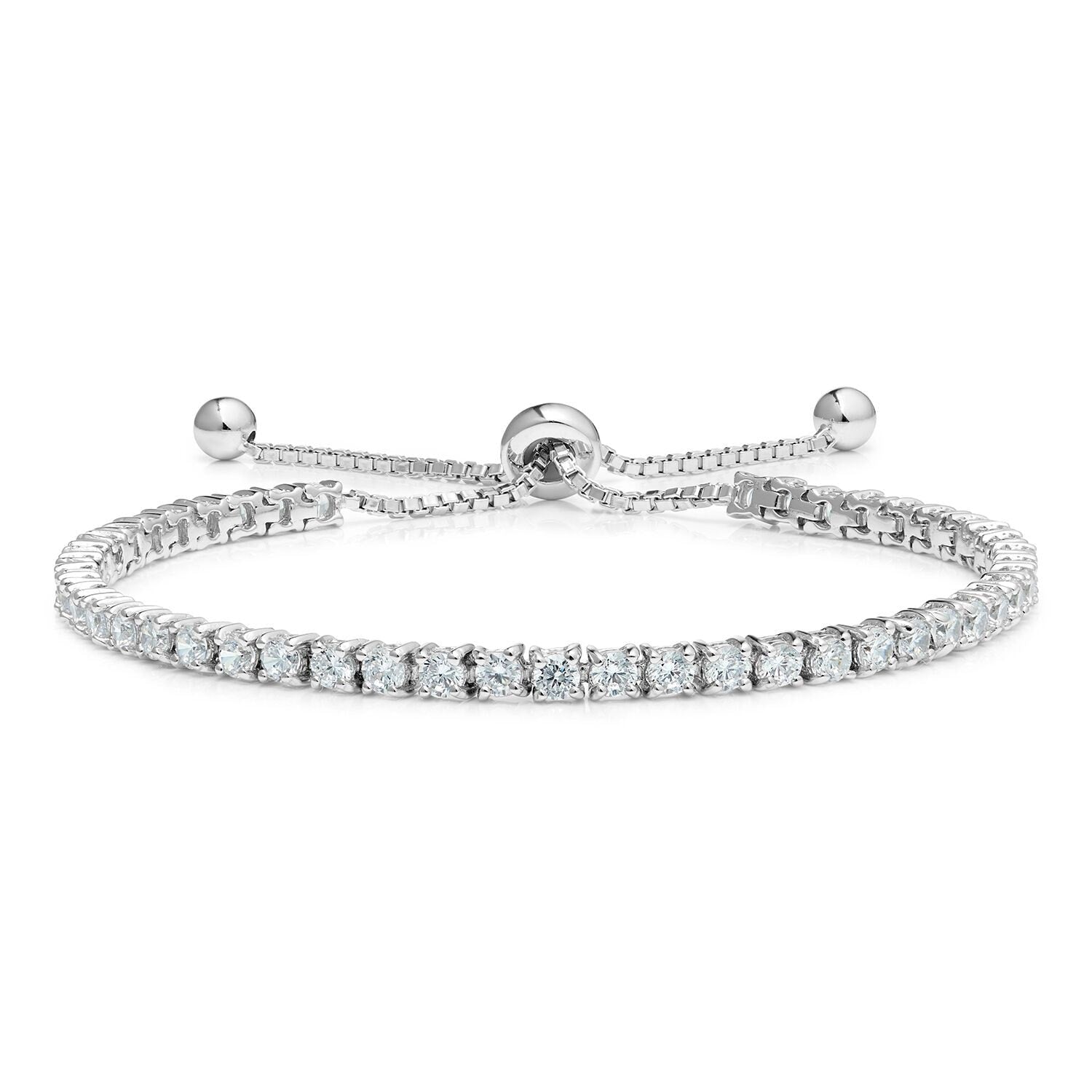 Diamond Classic Adjustable Moietie Tennis Bracelet in 18k White Gold (4mm)