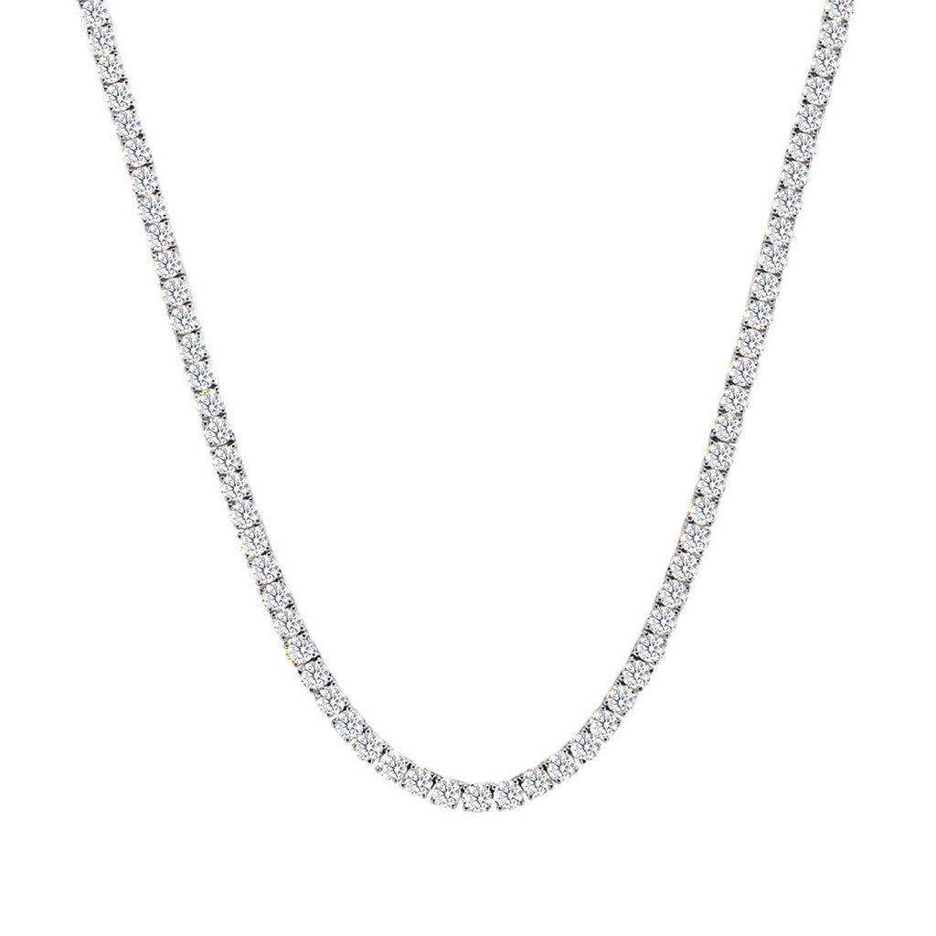 Classic Diamond Tennis Necklace in 18k White Gold